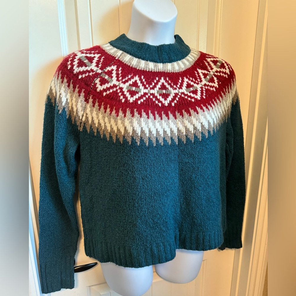 American Eagle Long Sleeve Fair Isle Sweater Cotton Blend, Size Large - Picture 4 of 9
